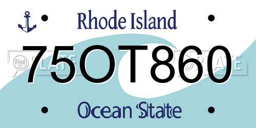 75OT860 Rhode Island License Plate