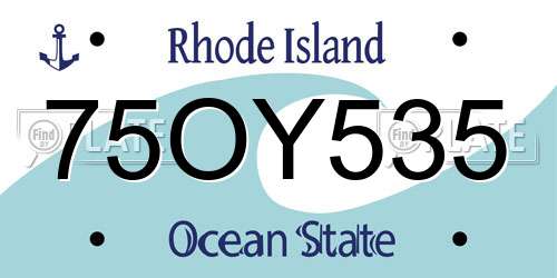 75OY535 Rhode Island License Plate