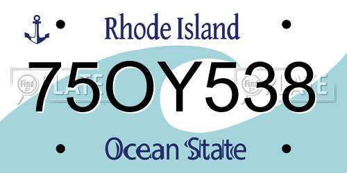 75OY538 Rhode Island License Plate