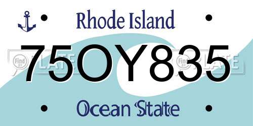 75OY835 Rhode Island License Plate