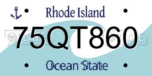 75QT860 Rhode Island License Plate