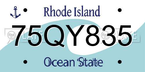 75QY835 Rhode Island License Plate