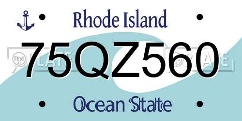 75QZ560 Rhode Island License Plate