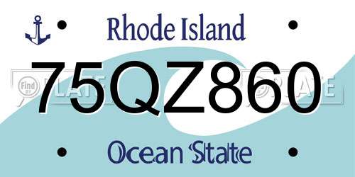 75QZ860 Rhode Island License Plate