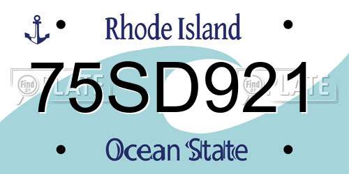 75SD921 Rhode Island License Plate