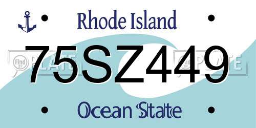 75SZ449 Rhode Island License Plate