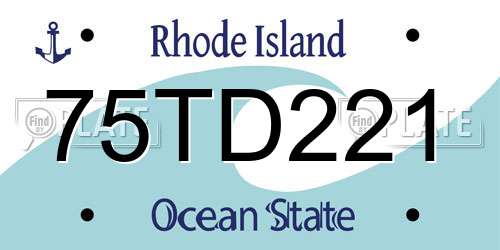 75TD221 Rhode Island License Plate