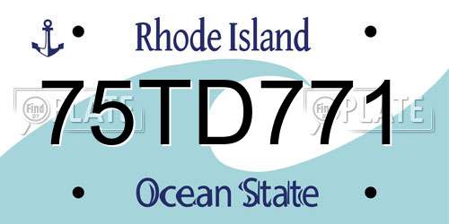 75TD771 Rhode Island License Plate