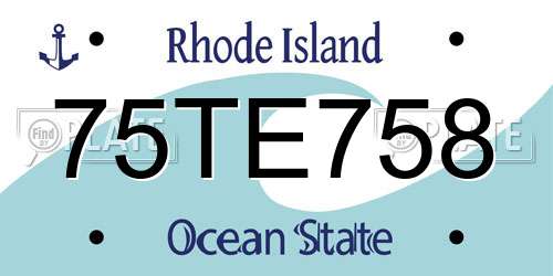 75TE758 Rhode Island License Plate
