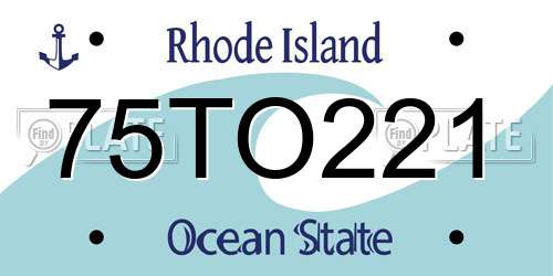75TO221 Rhode Island License Plate