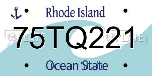 75TQ221 Rhode Island License Plate