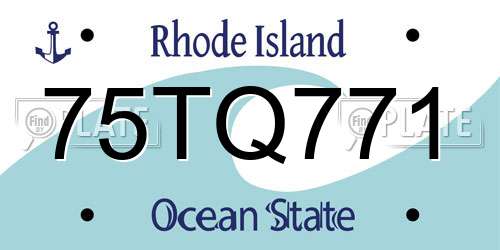 75TQ771 Rhode Island License Plate