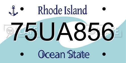 75UA856 Rhode Island License Plate