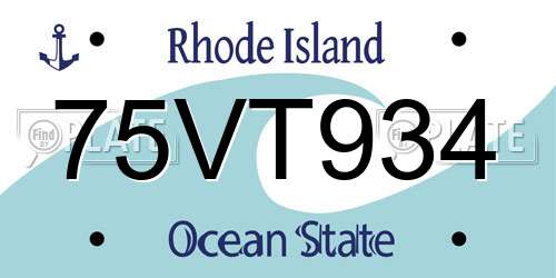 75VT934 Rhode Island License Plate