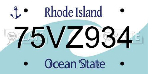 75VZ934 Rhode Island License Plate