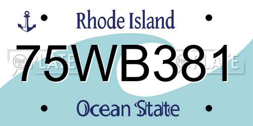 75WB381 Rhode Island License Plate