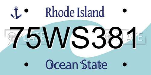 75WS381 Rhode Island License Plate