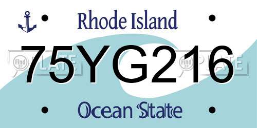 75YG216 Rhode Island License Plate