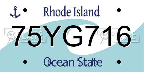 75YG716 Rhode Island License Plate