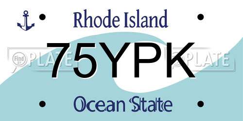 75YPK Rhode Island License Plate