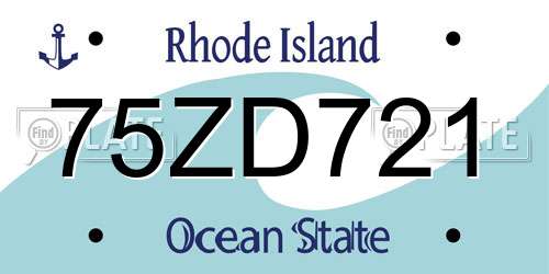 75ZD721 Rhode Island License Plate