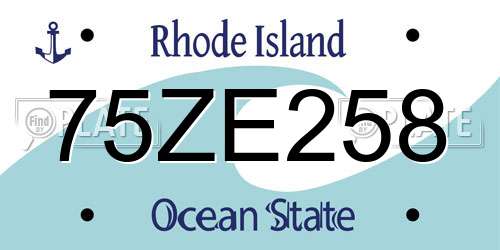 75ZE258 Rhode Island License Plate
