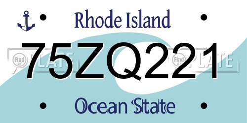 75ZQ221 Rhode Island License Plate