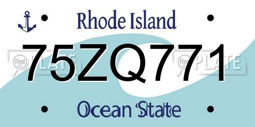 75ZQ771 Rhode Island License Plate