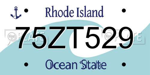 75ZT529 Rhode Island License Plate
