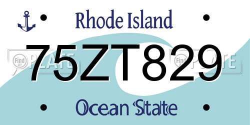 75ZT829 Rhode Island License Plate