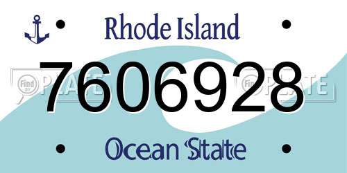 7606928 Rhode Island License Plate