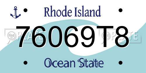76069T8 Rhode Island License Plate