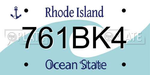 761BK4 Rhode Island License Plate