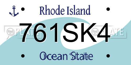 761SK4 Rhode Island License Plate