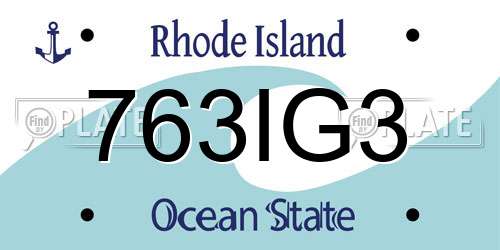 763IG3 Rhode Island License Plate