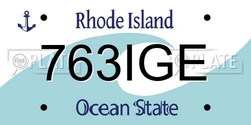 763IGE Rhode Island License Plate