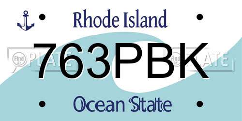763PBK Rhode Island License Plate