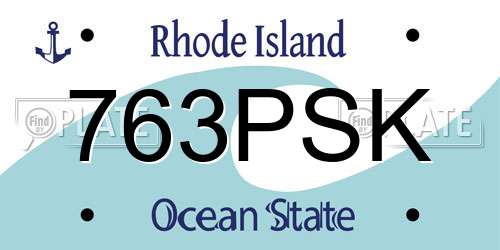 763PSK Rhode Island License Plate