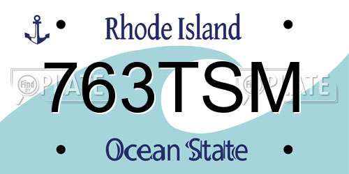 763TSM Rhode Island License Plate