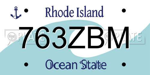 763ZBM Rhode Island License Plate