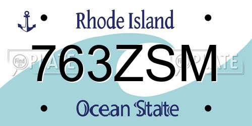 763ZSM Rhode Island License Plate