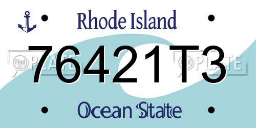 76421T3 Rhode Island License Plate