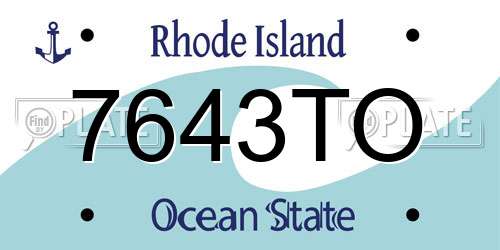 7643TO Rhode Island License Plate