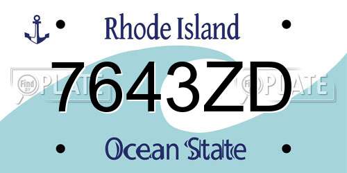 7643ZD Rhode Island License Plate