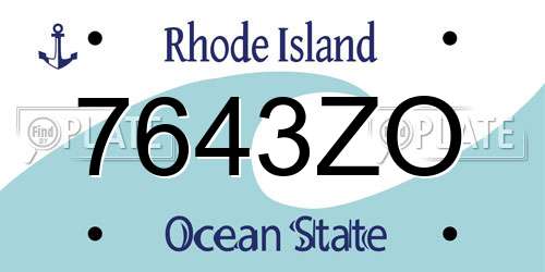 7643ZO Rhode Island License Plate
