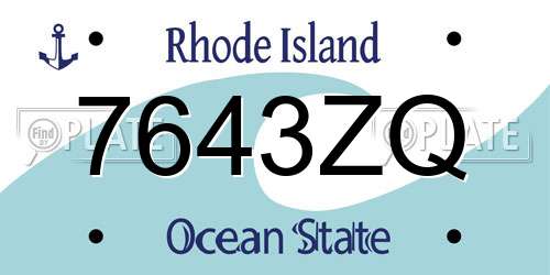 7643ZQ Rhode Island License Plate