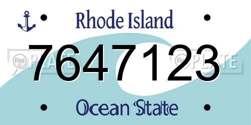 7647123 Rhode Island License Plate