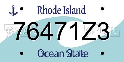 76471Z3 Rhode Island License Plate