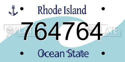 764764 Rhode Island License Plate