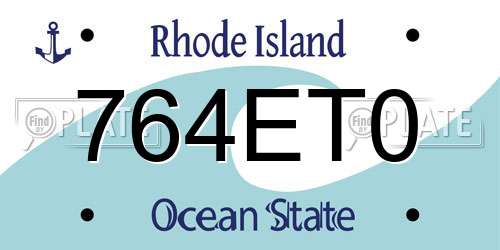 764ET0 Rhode Island License Plate